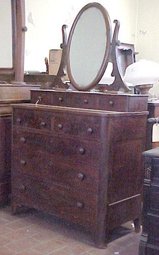 19th Century American Empire Dresser with Mirror