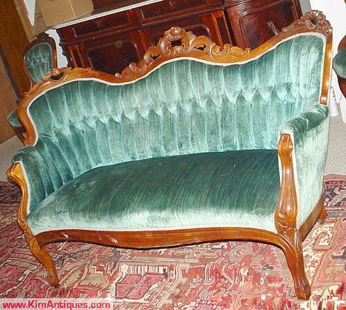 Walnut Victorian Love Seat