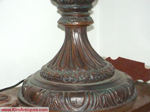 Designer Lead Glass Urn Lamp, Indian Head