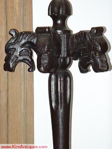 Antique Carve Coat Rack, Horse Heads
