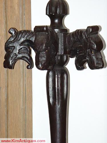 Antique Carve Coat Rack, Horse Heads