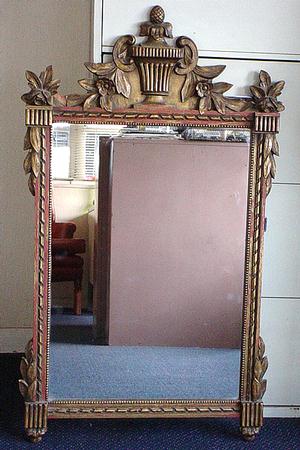 Early Carved Wood Mirror
